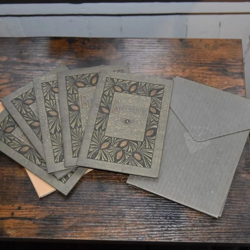 Antique 1920s Reliance Photo Greeting Card Folders Pinecone Design Lot